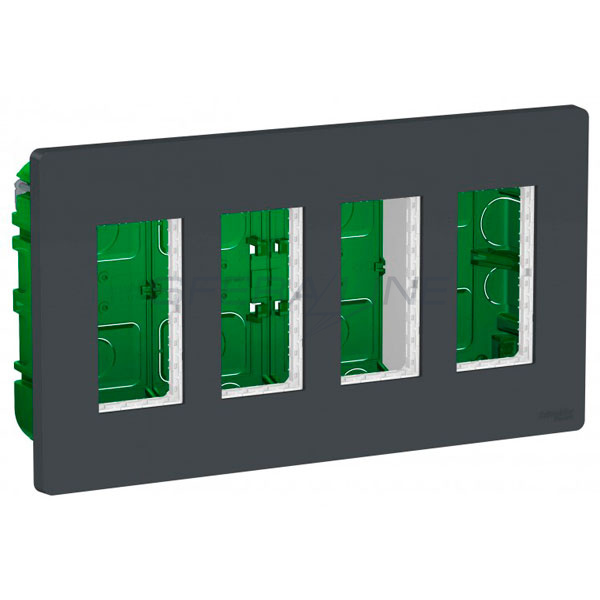 Вертикальний блок прихованого монтажу unica system+, 4х2, антрацит, Unica New, Schneider Electric